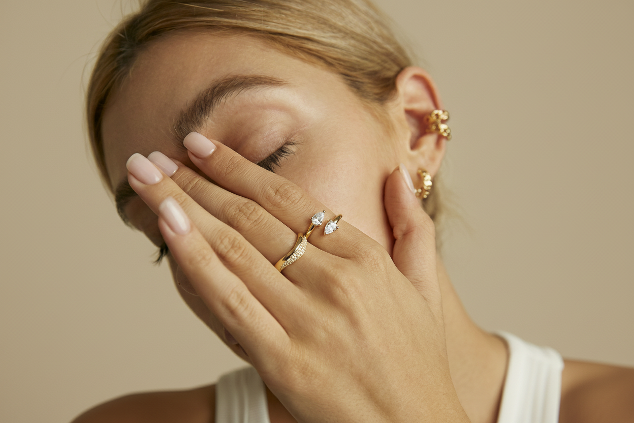 Bague Pia en or avec pierre précieuse, bracelet élégant de la marque OPALINE PARIS, vue en gros plan.