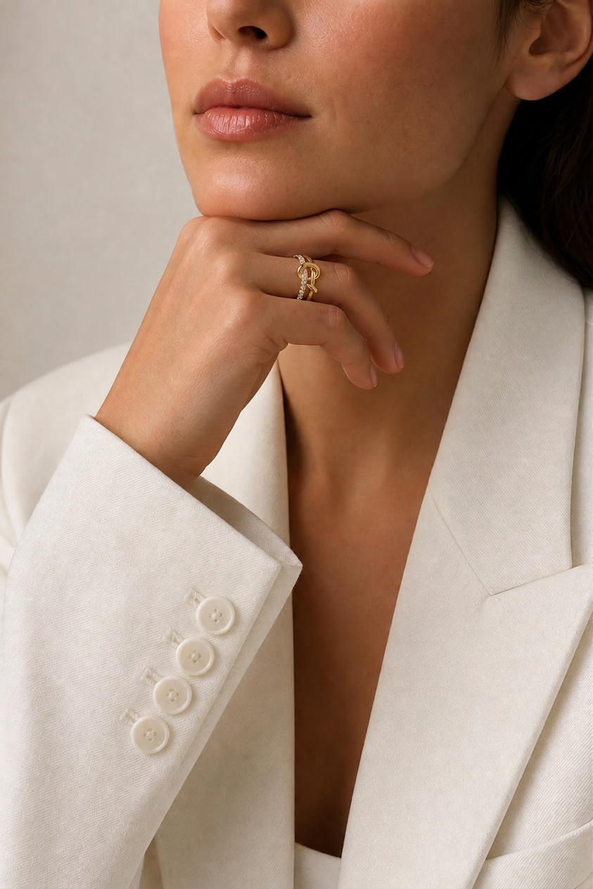 Bague Tara en or avec pierre précieuse, fabriquée par OPALINE PARIS, visible avec détails de la bague.